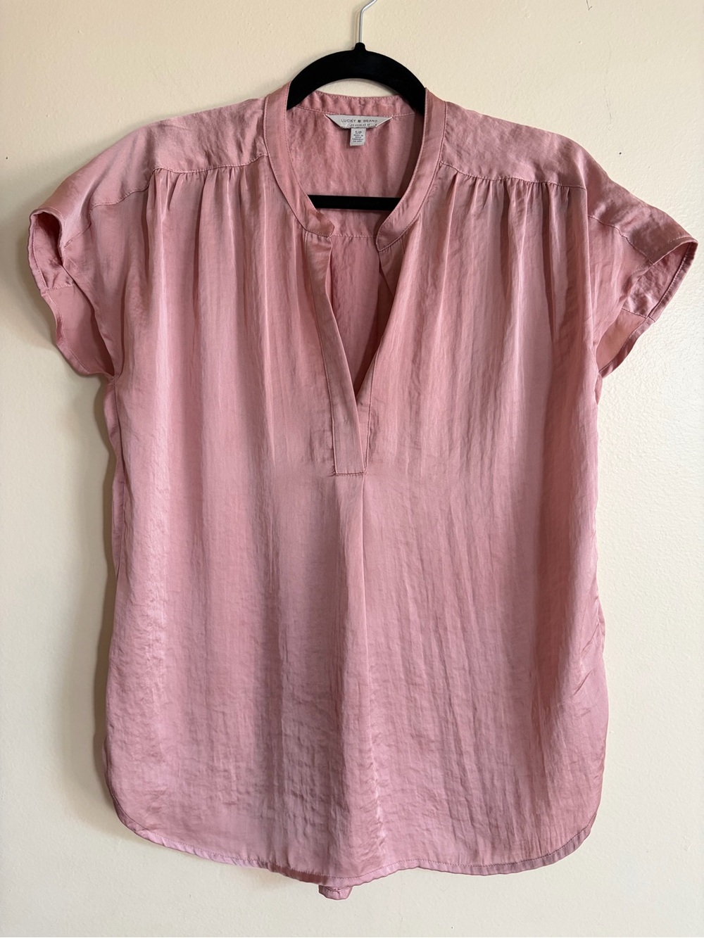 Lucky Brand Popover Dusty Pink Top Size M